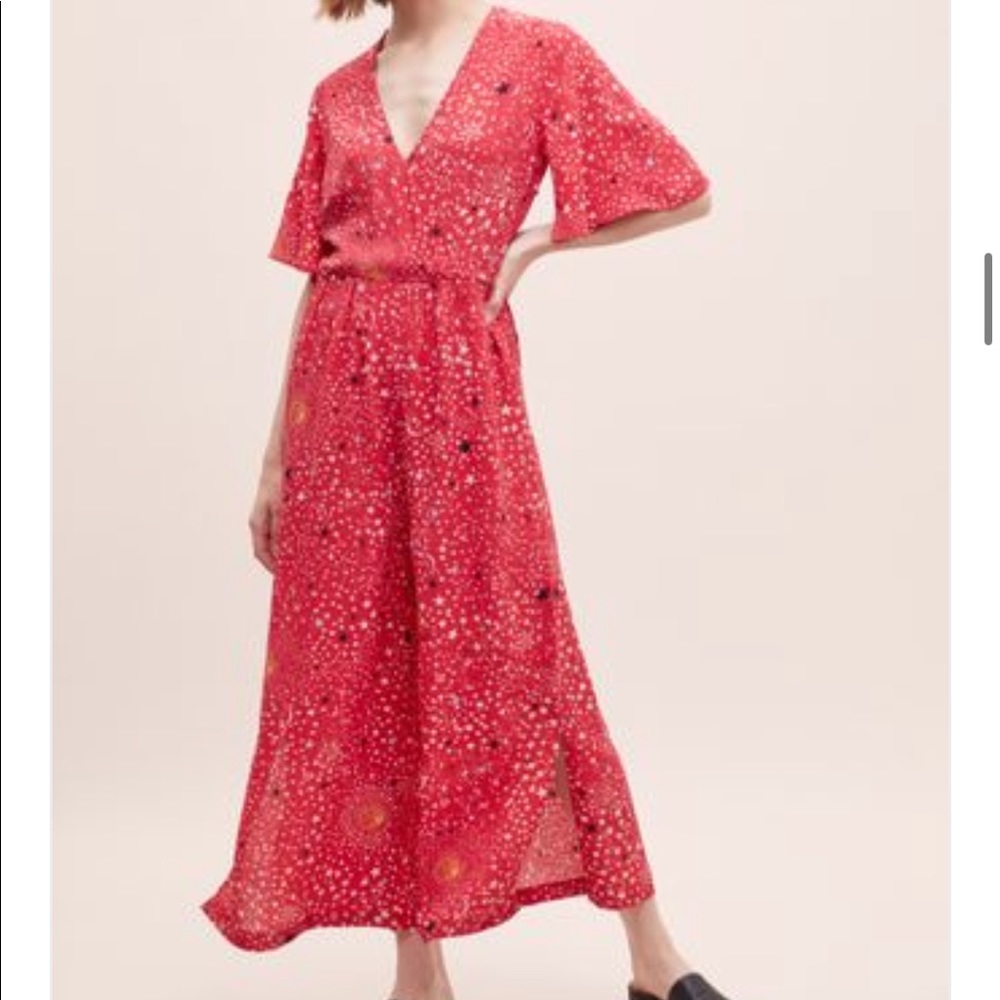 Anthropologie Lily & Lionel x Anthropologie Red Celestial jumpsuit